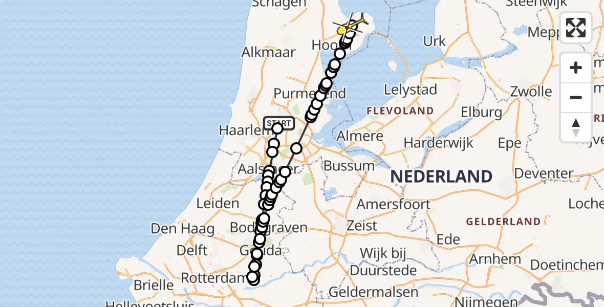 Routekaart van de vlucht: Lifeliner 1 naar Wervershoof, Berchvliet