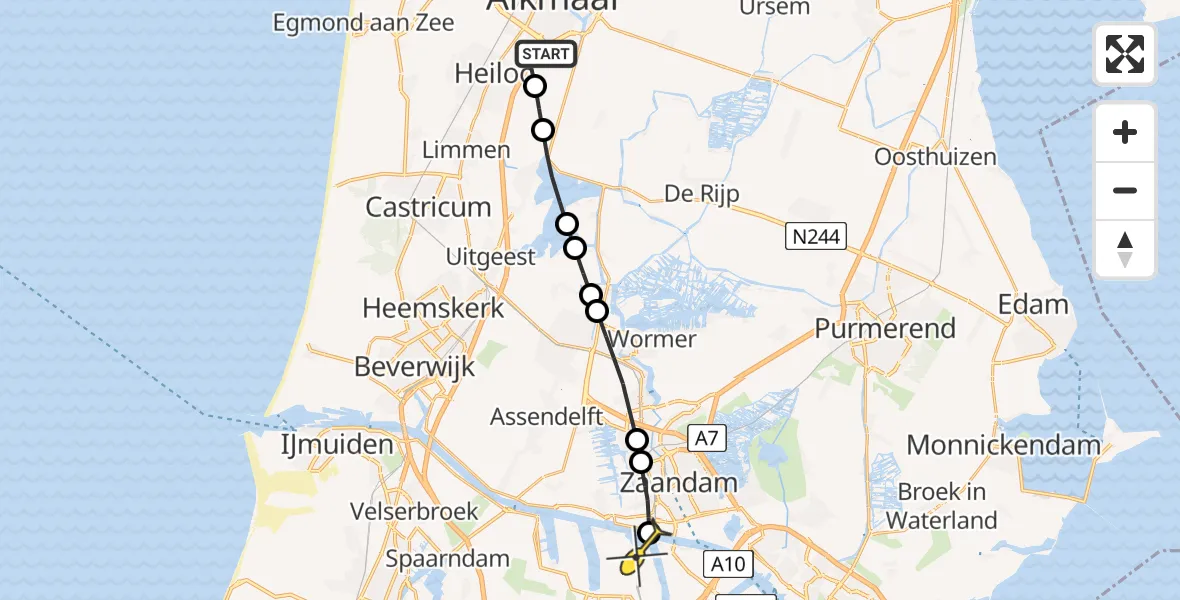 Routekaart van de vlucht: Lifeliner 1 naar Amsterdam Heliport, Nijenburgerweg