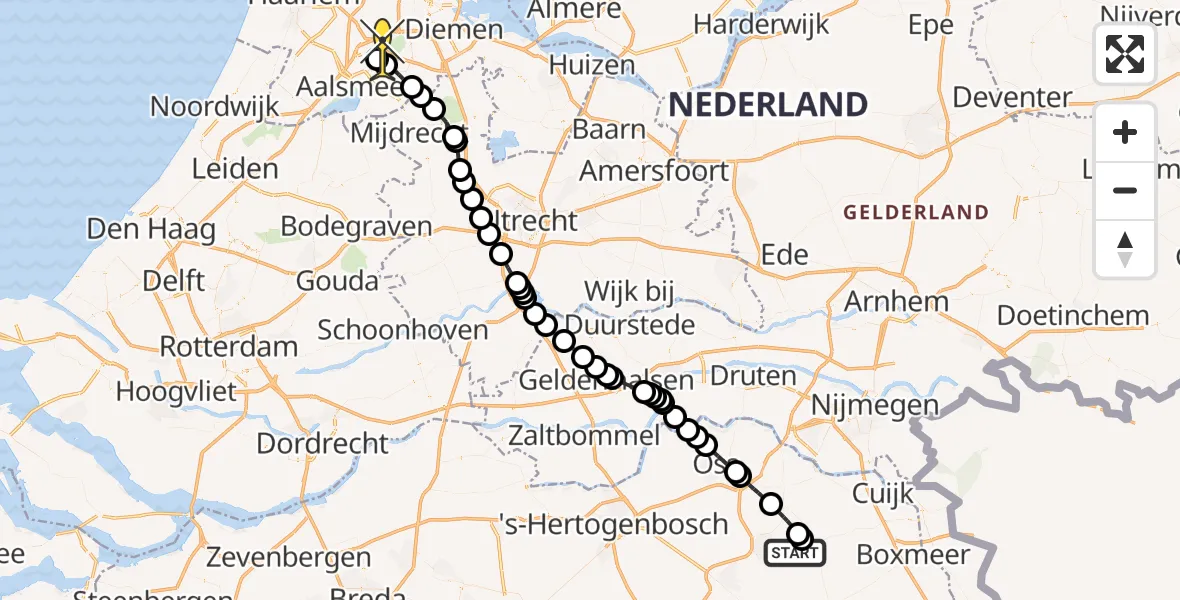 Routekaart van de vlucht: Politieheli naar Schiphol, Zeelandsedijk