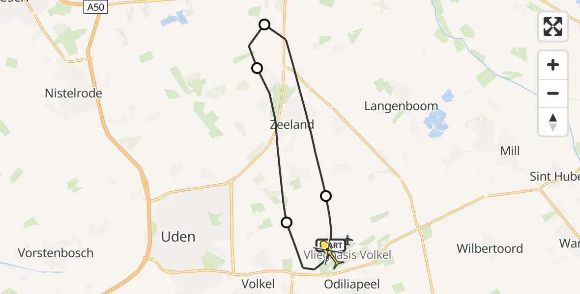 Routekaart van de vlucht: Lifeliner 3 naar Vliegbasis Volkel, Houtvennen