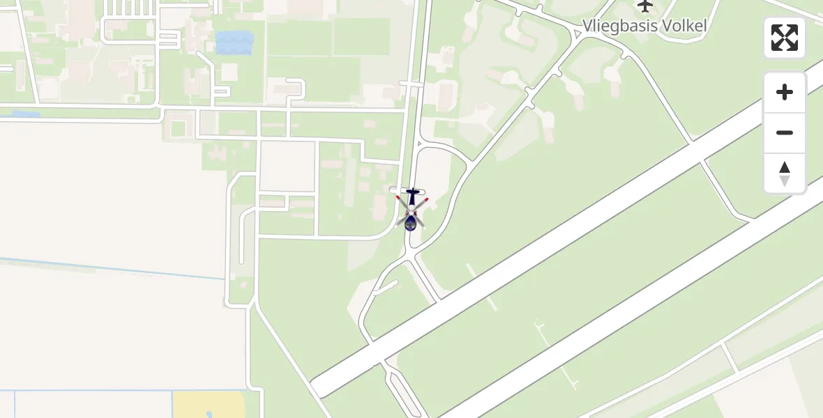 Vluchtroute Politiehelikopter van Vliegbasis Volkel naar Vliegbasis Volkel