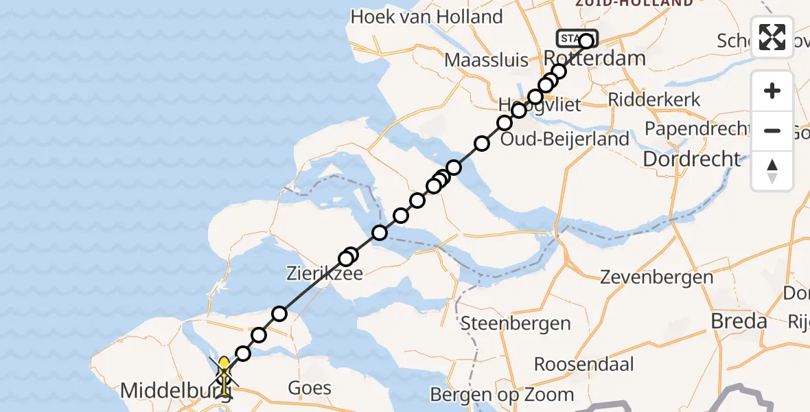 Routekaart van de vlucht: Lifeliner 2 naar Vliegveld Midden-Zeeland, Edsger Dijkstralaan