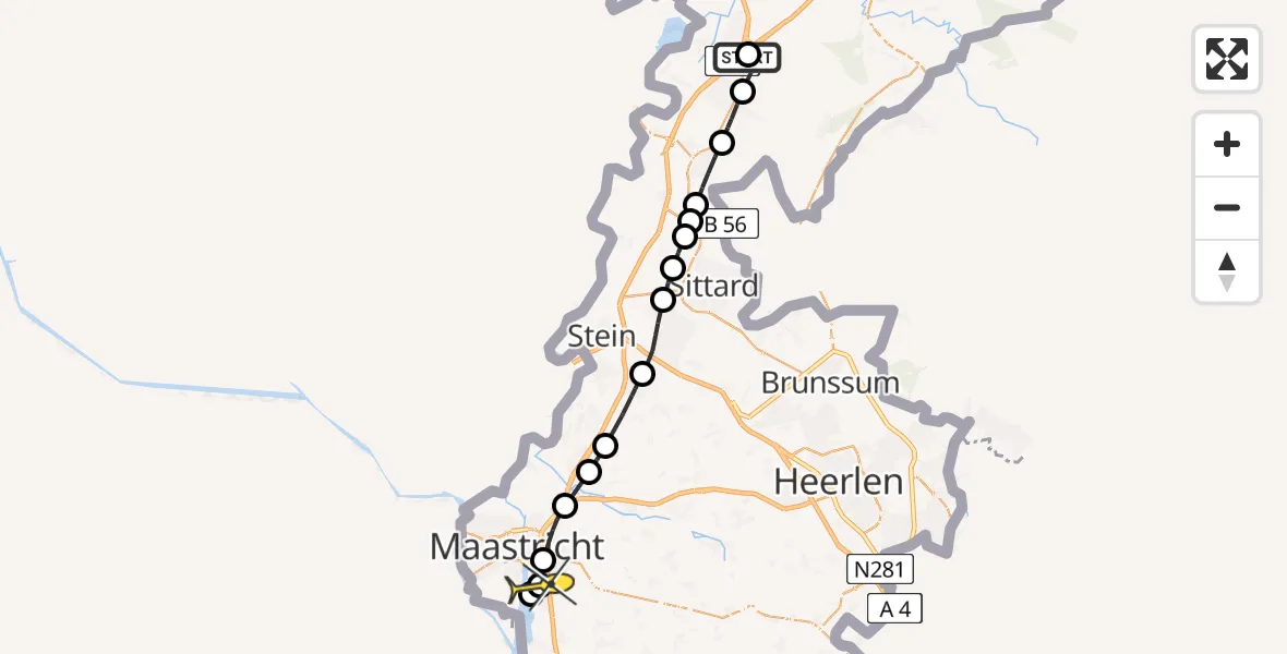 Routekaart van de vlucht: Lifeliner 3 naar Maastricht UMC+, Houtweg