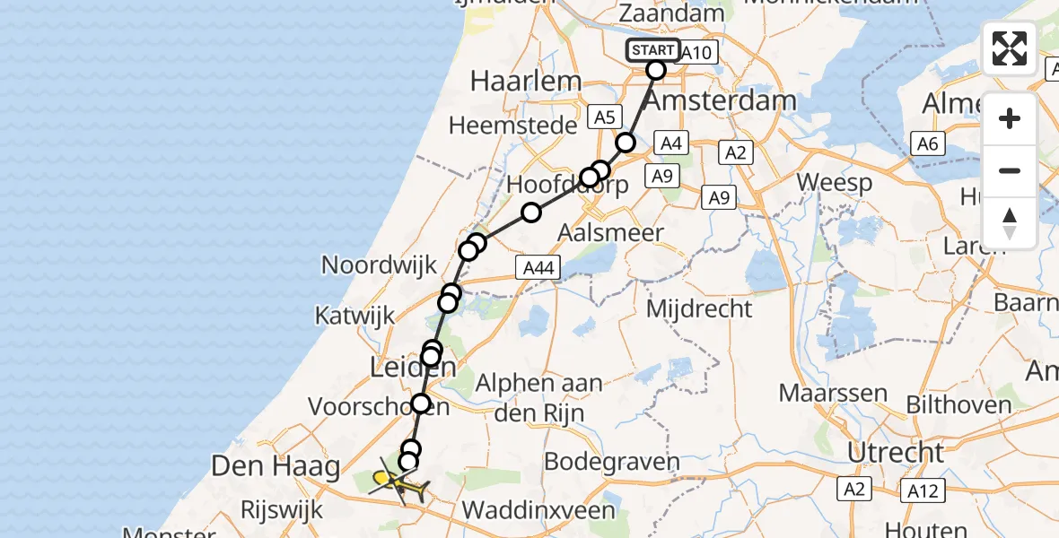 Routekaart van de vlucht: Lifeliner 1 naar Zoetermeer, Lipariweg