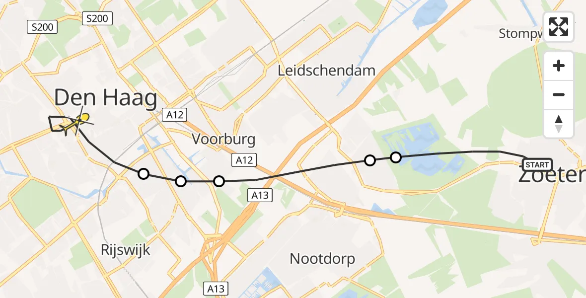 Routekaart van de vlucht: Lifeliner 1 naar Den Haag, Begraafplaats Hoflaan