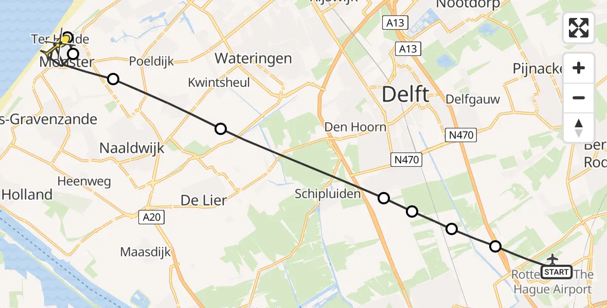 Routekaart van de vlucht: Lifeliner 2 naar Ter Heijde, Heemskerkstraat