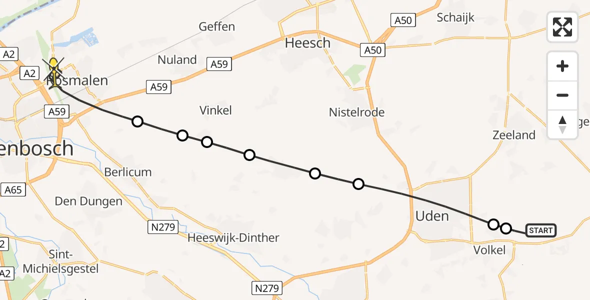 Routekaart van de vlucht: Lifeliner 3 naar Rosmalen, Venstraat