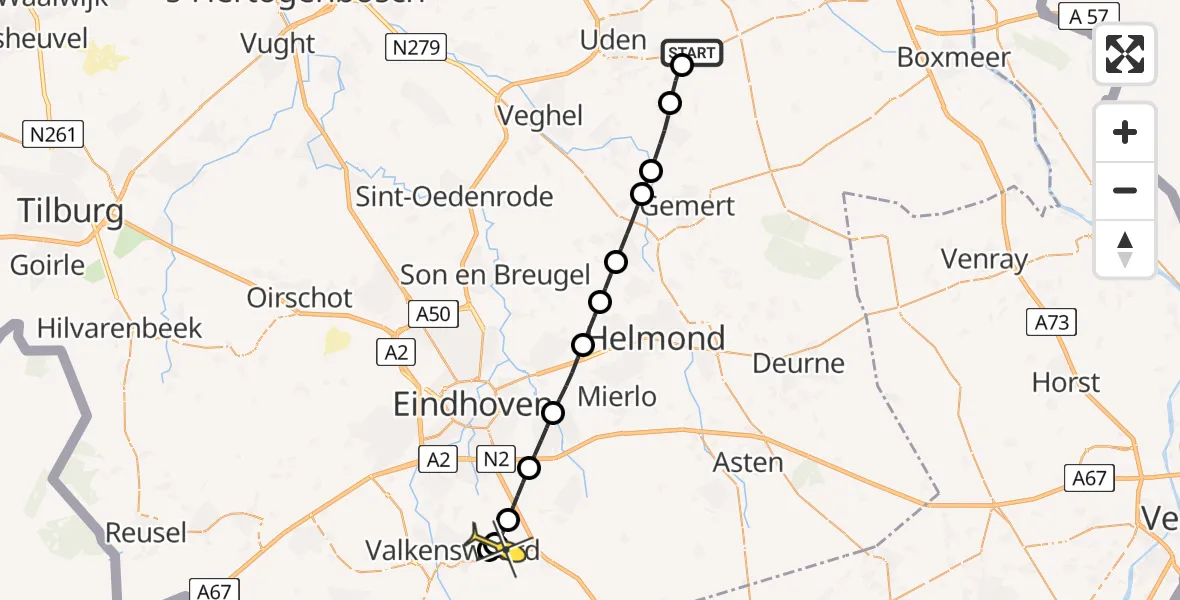 Routekaart van de vlucht: Lifeliner 3 naar Leende, Rouwstraat