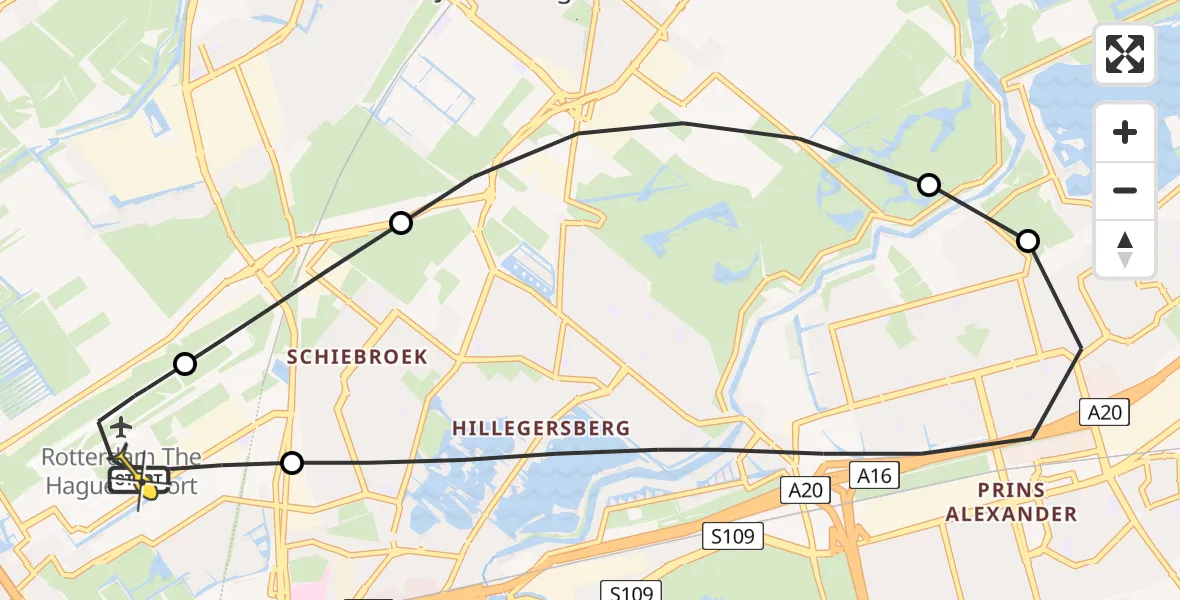 Routekaart van de vlucht: Lifeliner 2 naar Rotterdam The Hague Airport, Gilze-Rijenstraat