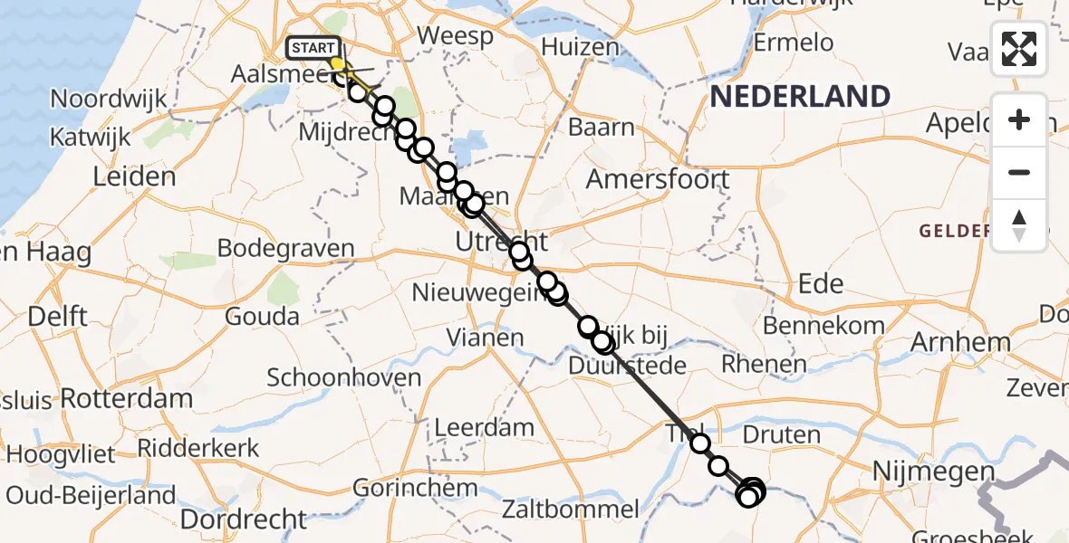 Routekaart van de vlucht: Politieheli naar Amstelveen, Middenweg Bovenkerker Polder