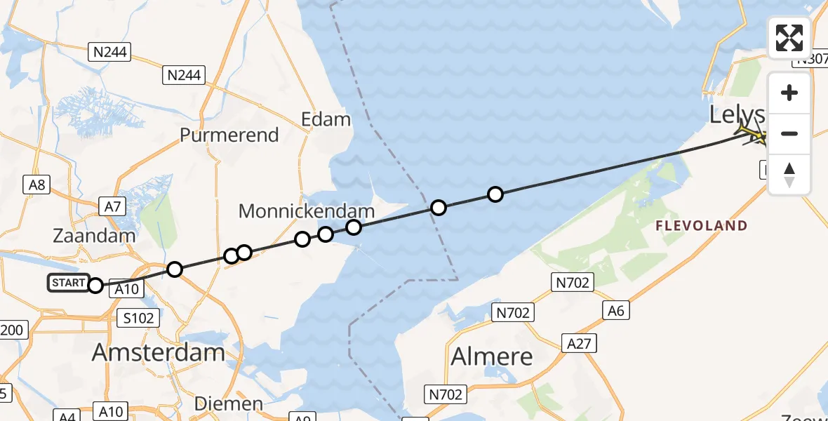 Routekaart van de vlucht: Lifeliner 1 naar Lelystad, Lipariweg