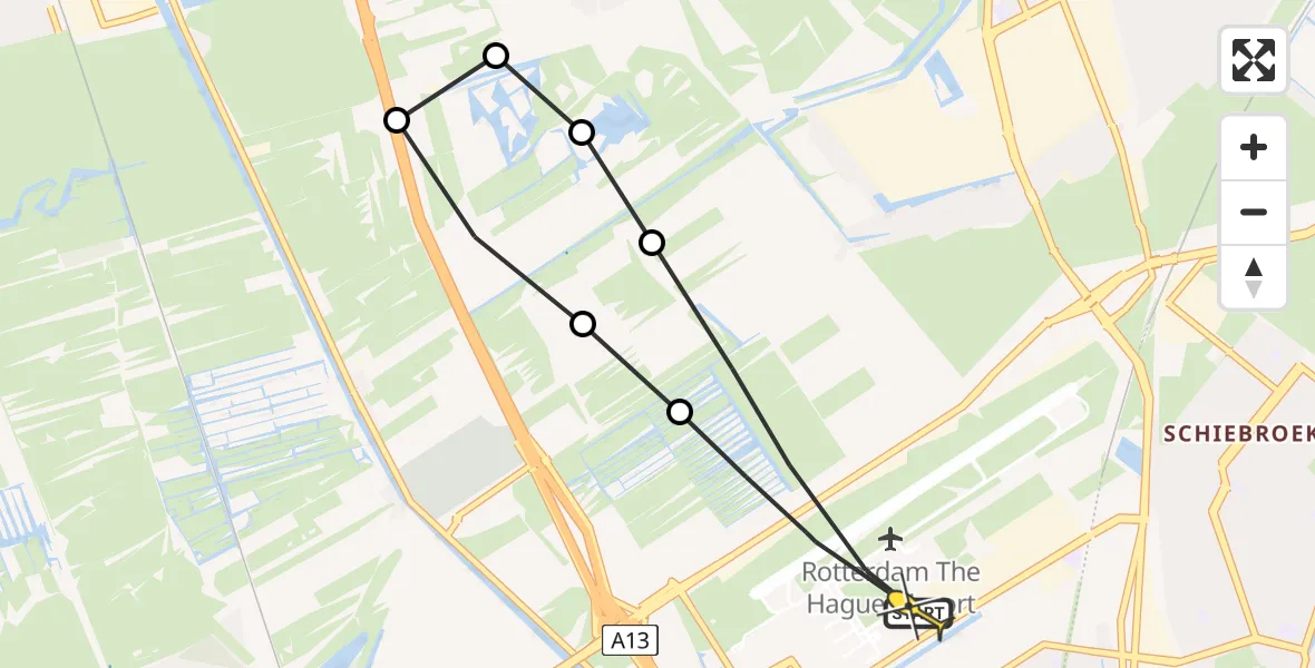 Routekaart van de vlucht: Lifeliner 2 naar Rotterdam The Hague Airport, Hofweg