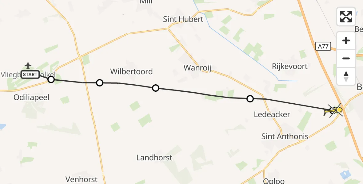 Routekaart van de vlucht: Lifeliner 3 naar Boxmeer, Nieuwedijk