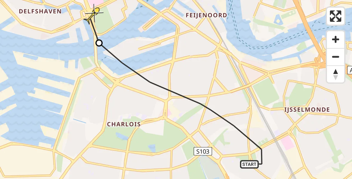 Routekaart van de vlucht: Lifeliner 2 naar Erasmus MC, Geitenkamp