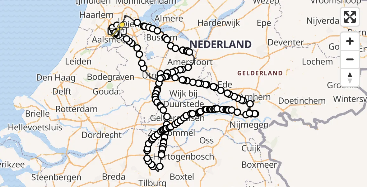 Routekaart van de vlucht: Politieheli naar Schiphol, Kraayveldstraat