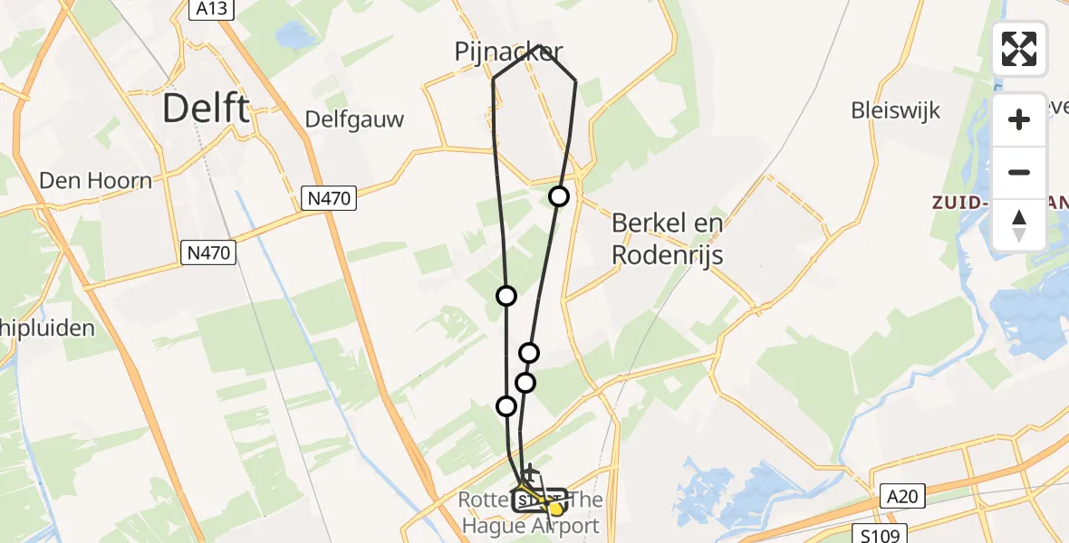 Routekaart van de vlucht: Lifeliner 2 naar Rotterdam The Hague Airport, A16 Rotterdam