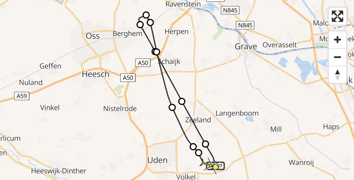 Routekaart van de vlucht: Lifeliner 3 naar Vliegbasis Volkel, Houtvennen