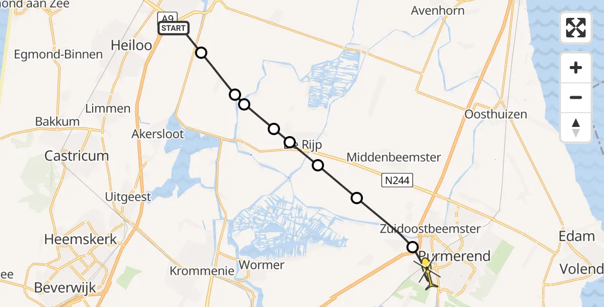 Routekaart van de vlucht: Lifeliner 1 naar Purmerend, Boekelerdijk