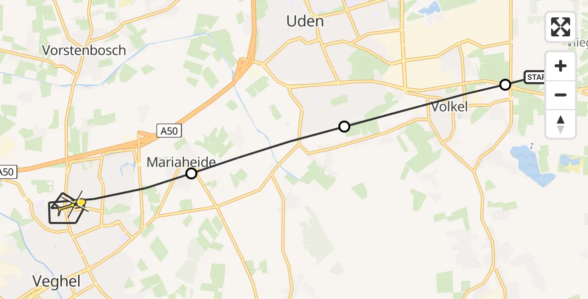 Routekaart van de vlucht: Lifeliner 3 naar Veghel, Lagenheuvelstraat