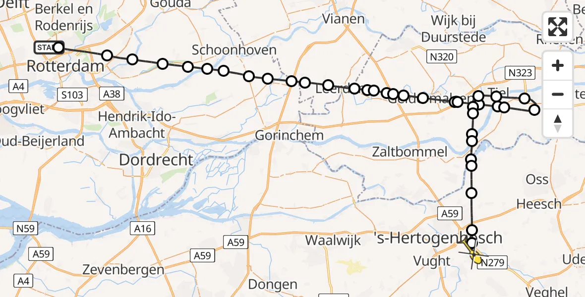 Routekaart van de vlucht: Lifeliner 2 naar Den Dungen, Melanchtonweg