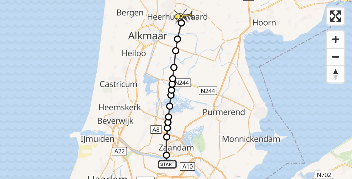 Routekaart van de vlucht: Lifeliner 1 naar Heerhugowaard, Stromboliweg