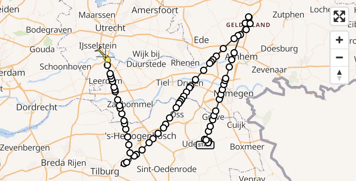 Routekaart van de vlucht: Lifeliner 3 naar Vianen, Millsebaan