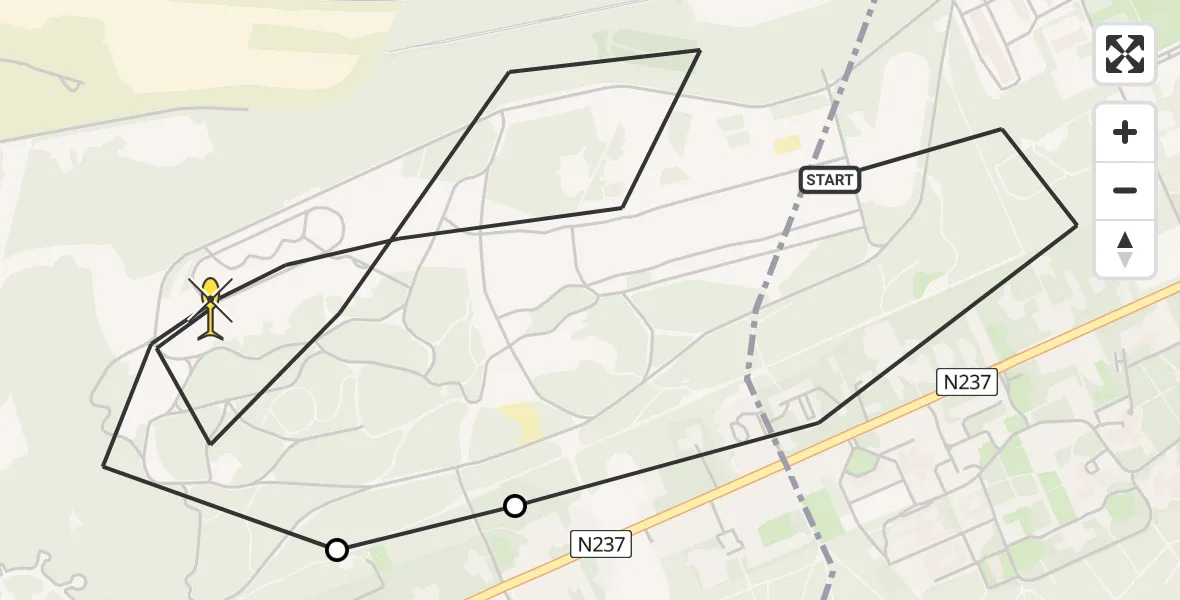 Routekaart van de vlucht: Politieheli naar Soest, Utrechtseweg