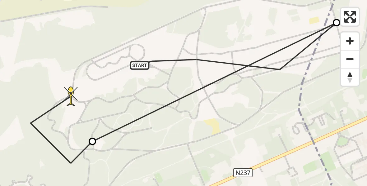 Routekaart van de vlucht: Politieheli naar Soest, Barchman Wuytierslaan