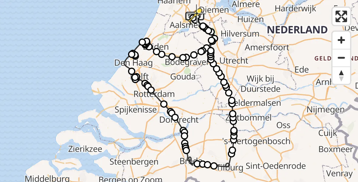 Routekaart van de vlucht: Politieheli naar Schiphol, Tankval