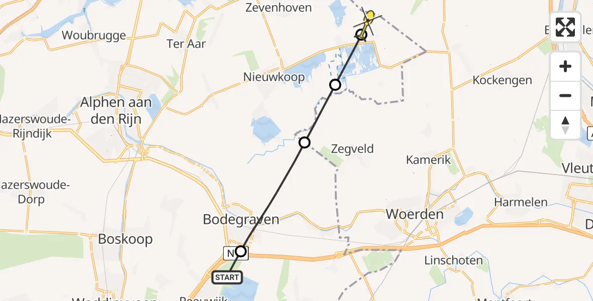 Routekaart van de vlucht: Politieheli naar Noorden, Frankrijkweg