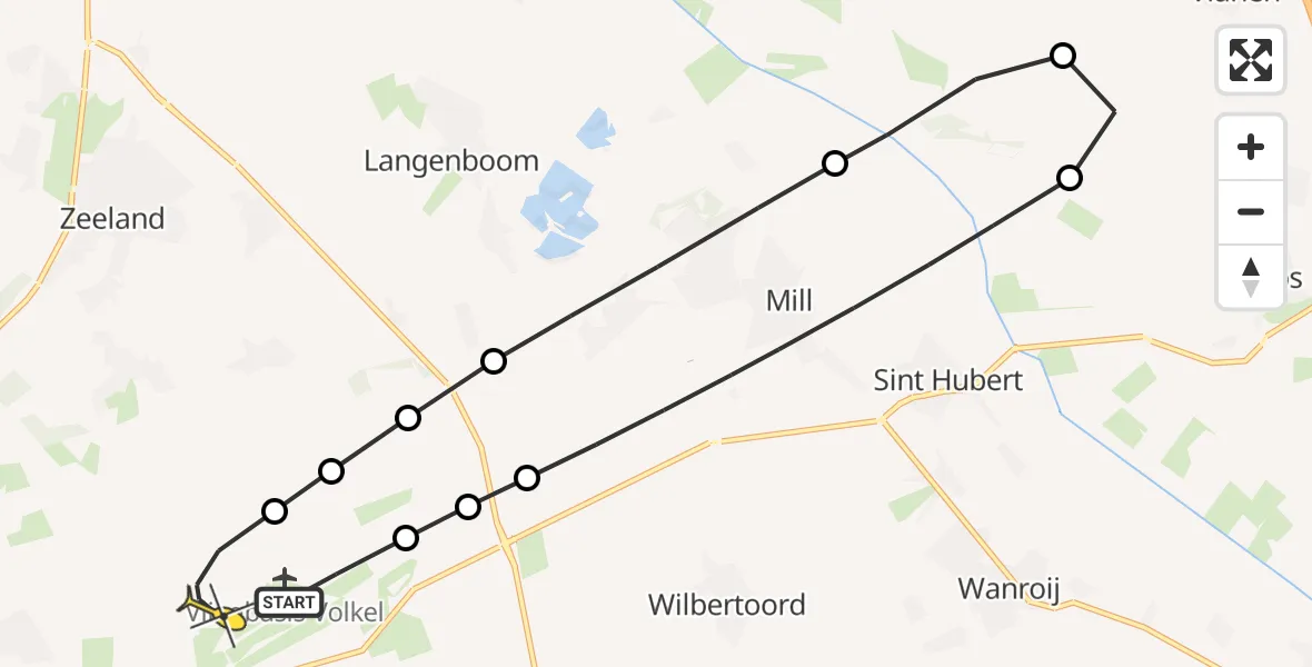 Routekaart van de vlucht: Lifeliner 3 naar Vliegbasis Volkel, Zeelandsedijk