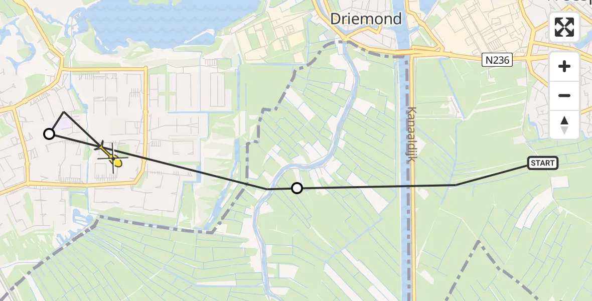 Routekaart van de vlucht: Politieheli naar Amsterdam, Gein-Zuid