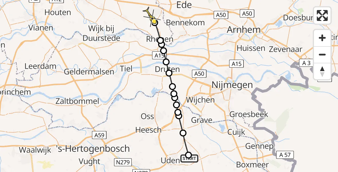 Routekaart van de vlucht: Lifeliner 3 naar Veenendaal, Verbindingsweg