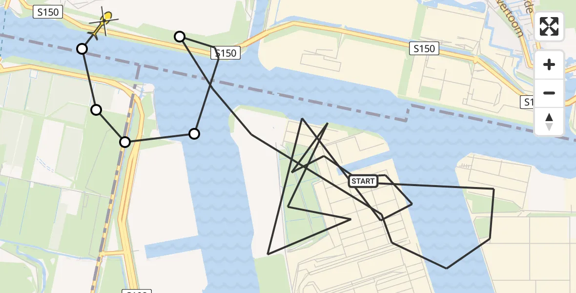 Routekaart van de vlucht: Politieheli naar Assendelft, Ruijgoordweg