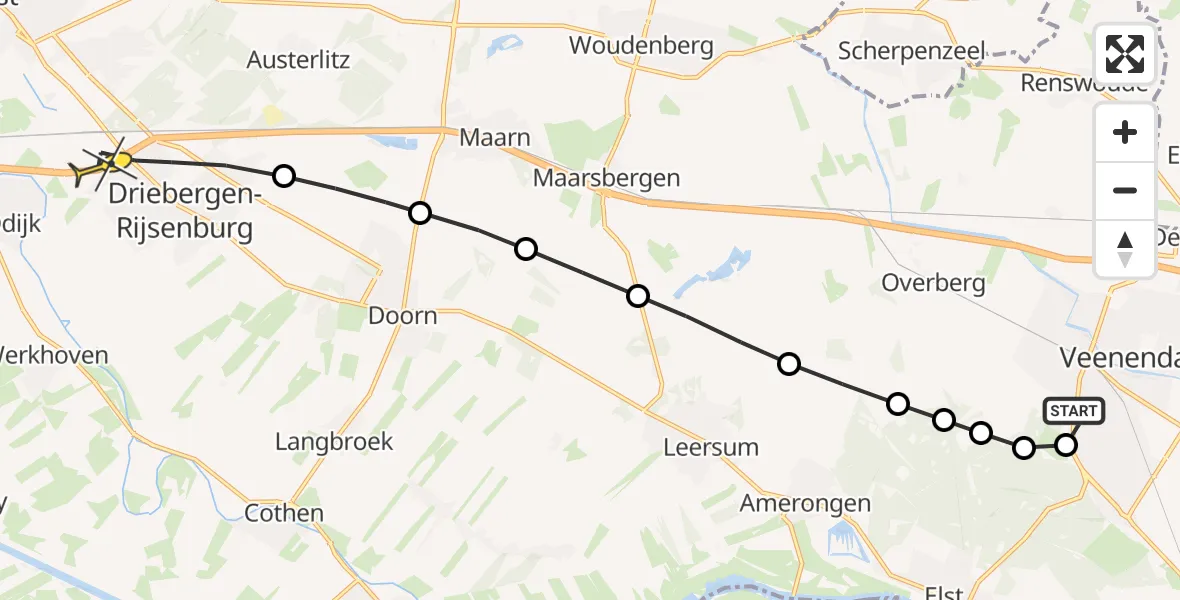 Routekaart van de vlucht: Lifeliner 3 naar Driebergen-Rijsenburg, Cuneraweg