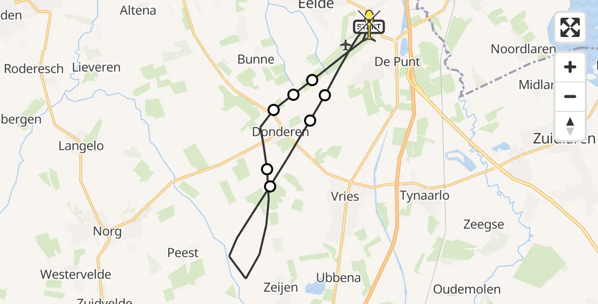 Routekaart van de vlucht: Lifeliner 4 naar Groningen Airport Eelde, Moespot