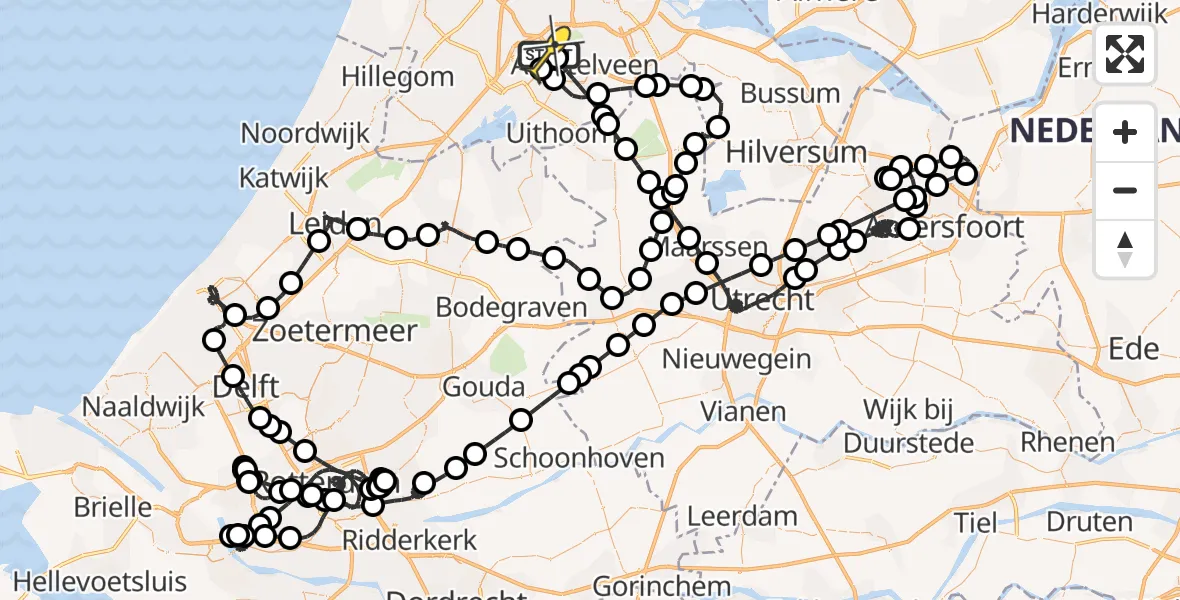 Vluchtroute Politiehelikopter van Schiphol naar Schiphol