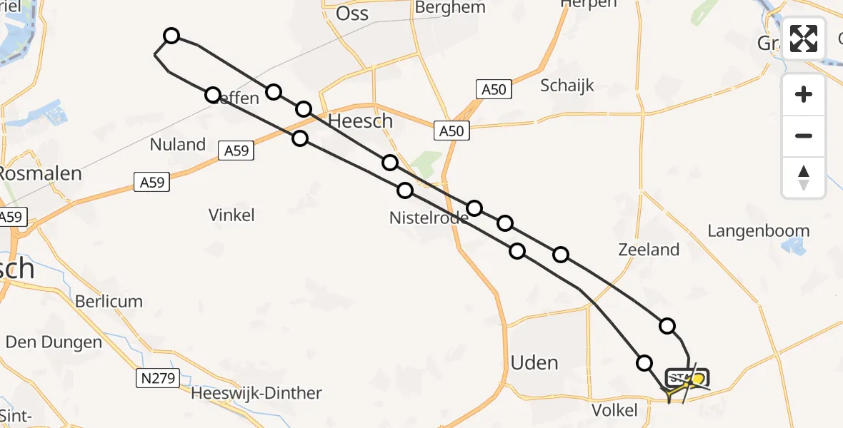 Routekaart van de vlucht: Lifeliner 3 naar Vliegbasis Volkel, Achter-Oventje