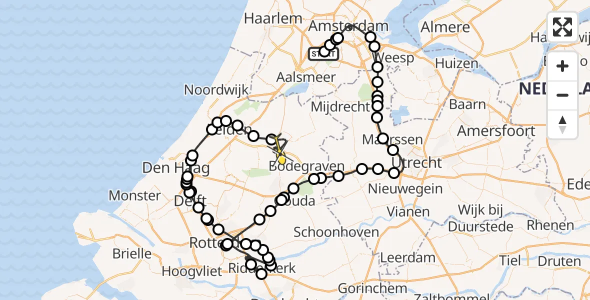 Routekaart van de vlucht: Politieheli naar Alphen aan den Rijn, Jaagpad