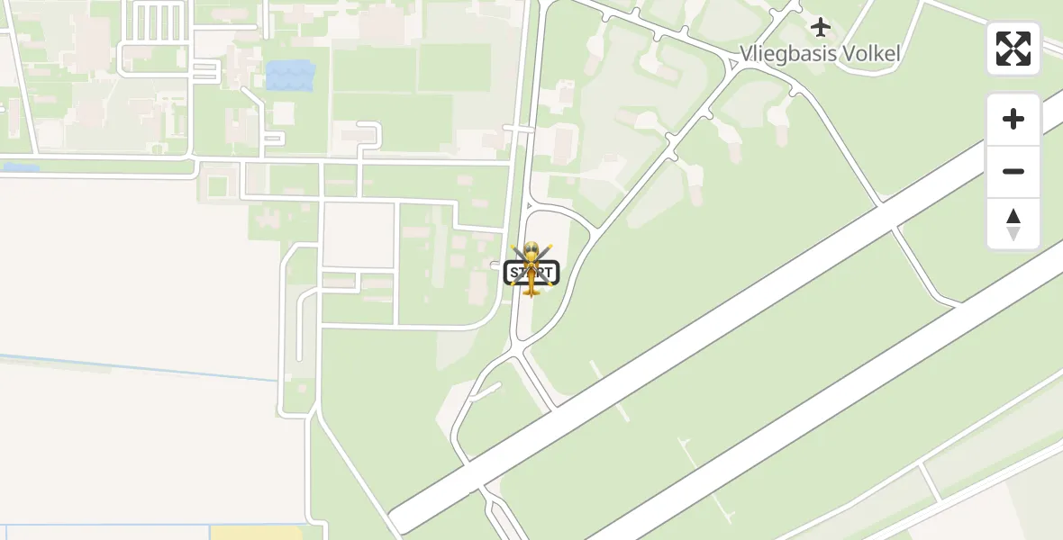 Vluchtroute Traumahelikopter van Vliegbasis Volkel naar Vliegbasis Volkel