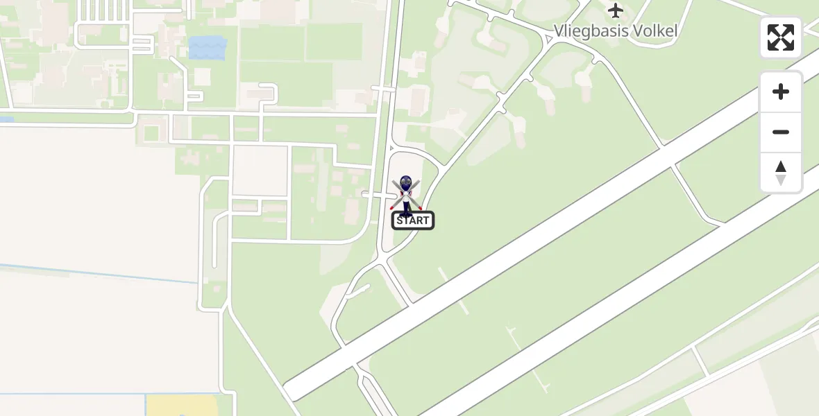 Vluchtroute Politiehelikopter van Vliegbasis Volkel naar Vliegbasis Volkel