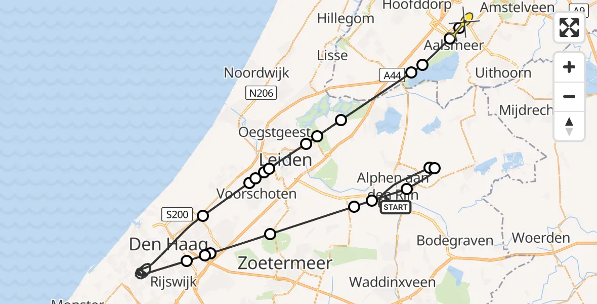 Routekaart van de vlucht: Politieheli naar Schiphol, De Oude Wereld