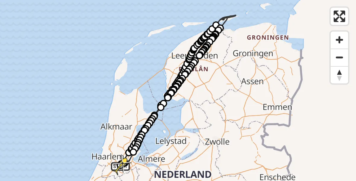 Vluchtroute Politiehelikopter van Schiphol naar Schiphol
