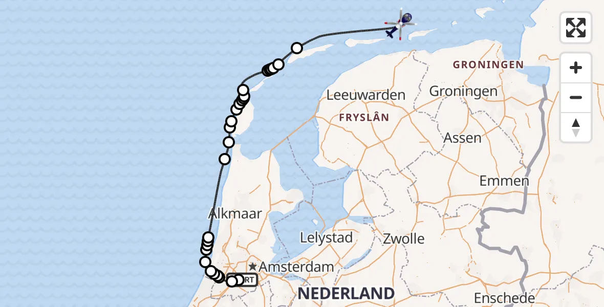 Vluchtroute Politiehelikopter Schiphol - , 05 november 2024, 08:05