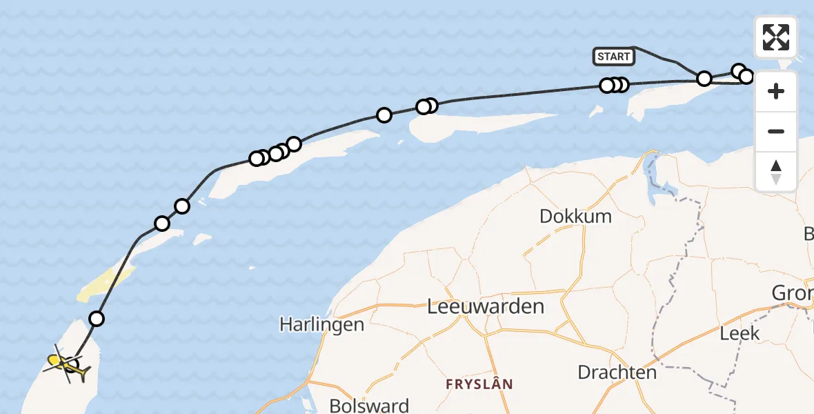 Routekaart van de vlucht: Politieheli naar Texel International Airport, Postweg