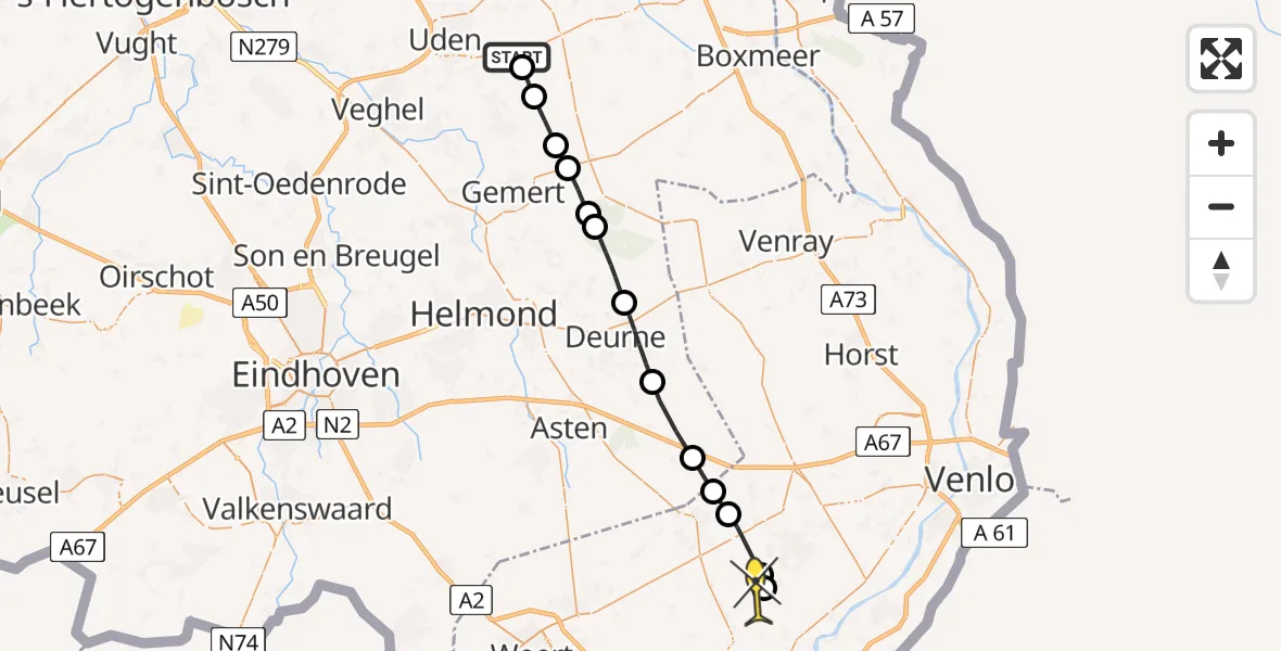 Routekaart van de vlucht: Lifeliner 3 naar Neer, Vogelstraat