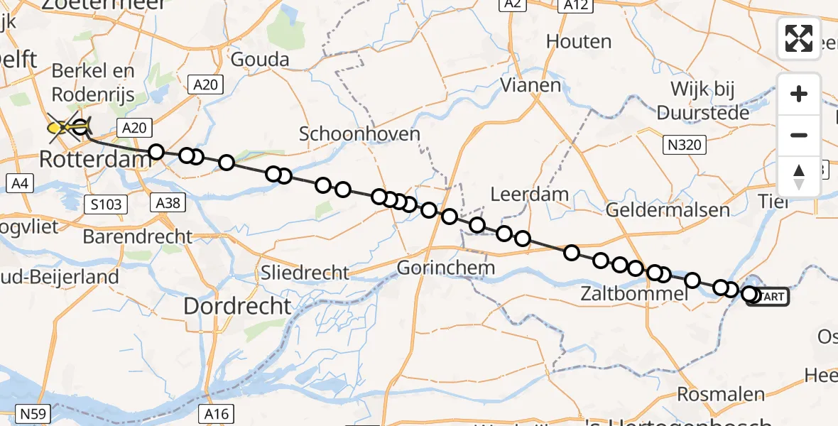 Routekaart van de vlucht: Lifeliner 2 naar Rotterdam The Hague Airport, Jan van Ingenstraat