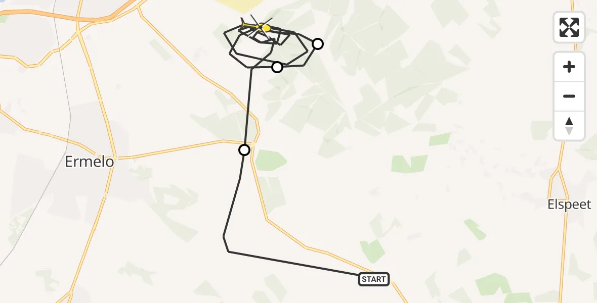 Routekaart van de vlucht: Politiehelikopter naar Harderwijk, Leuvenumsepad