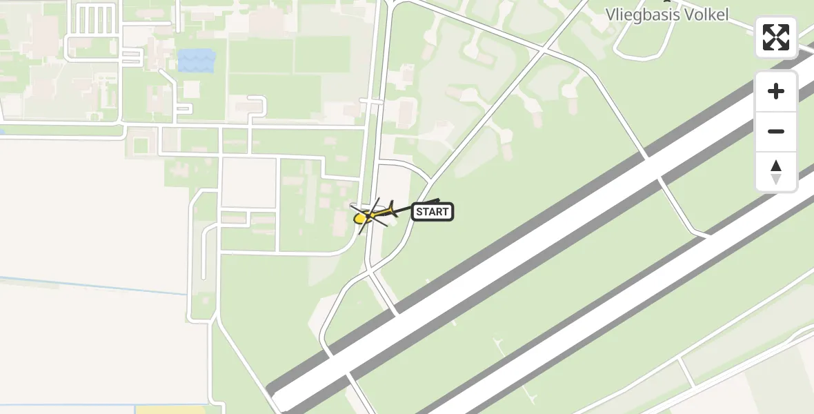 Routekaart van de vlucht: Politiehelikopter naar Vliegbasis Volkel, Zeelandsedijk