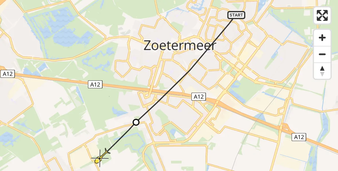 Routekaart van de vlucht: Politieheli naar Pijnacker, Nassaulaan